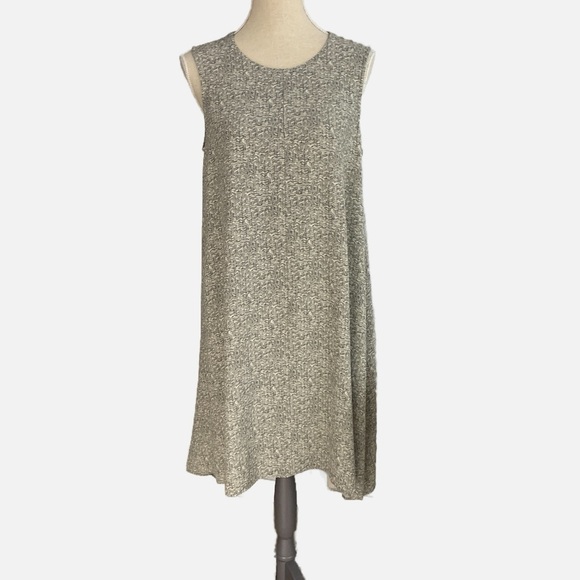 Eileen Fisher Sleeveless Midi Dress Broken Chevron Print Medium Gray/Beige Black - Picture 9 of 11